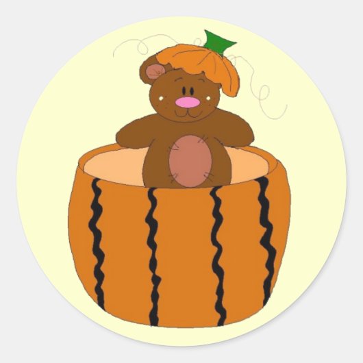 Sticker Rond Ours de la parcelle de citrouilles (Devant)