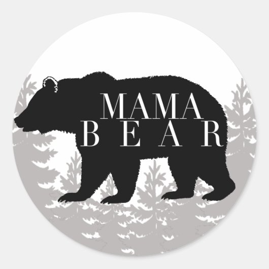Sticker Rond Ours de Mama Forêt Rustique | BABY SHOWER (Devant)