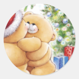 Sticker Rond Ours de nounours Père Noël