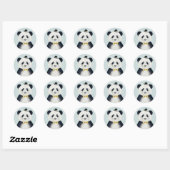 Sticker Rond Ours de panda aquarelle (Feuille)