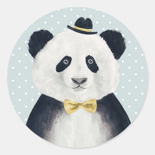 Sticker Rond Ours de panda aquarelle (Devant)