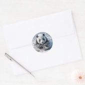 Sticker Rond Ours De Panda Courir Dans La Neige (Enveloppe)