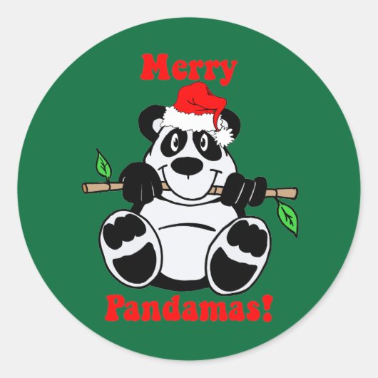 Sticker Rond Ours de panda de Noël drôle (Devant)