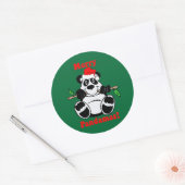 Sticker Rond Ours de panda de Noël drôle (Enveloppe)