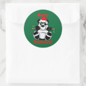 Sticker Rond Ours de panda de Noël drôle (Sac)