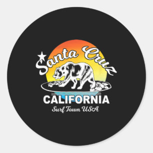 Sticker Rond Ours de surf de Santa Cruz Californie Souvenir