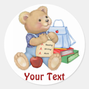 Sticker Rond Ours d'école - Première année