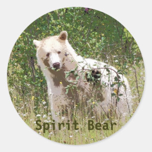 Sticker Rond Ours D'Esprit Rare Kermode, Ours D'Oeuvres Faune