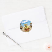 Sticker Rond Ours Dinky : Plage Amusant (Enveloppe)