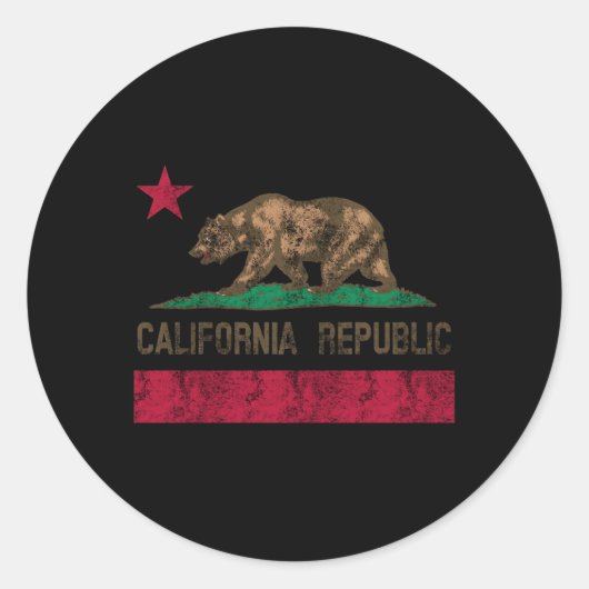 Sticker Rond Ours drapeau de la République de Californie (Devant)