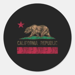 Sticker Rond Ours drapeau de la République de Californie