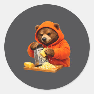 Sticker Rond Ours drôle râpant le Tee au fromage graphique pour