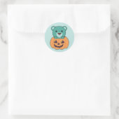 Sticker Rond Ours En Citrouille Doux Ours Joyeux Halloween Clas (Sac)
