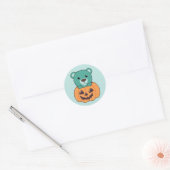 Sticker Rond Ours En Citrouille Doux Ours Joyeux Halloween Clas (Enveloppe)