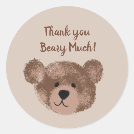 Sticker Rond Ours en peluche Anniversaire Baby shower Favoriser (Devant)