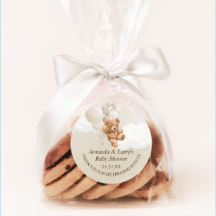 Sticker Rond Ours en peluche avec ballons