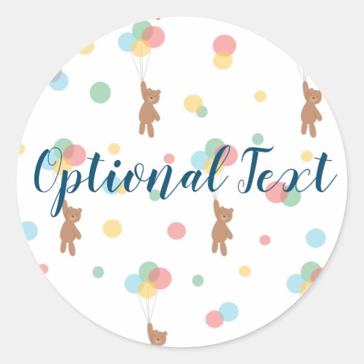 Sticker Rond Ours en peluche avec ballons (Devant)