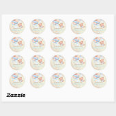 Sticker Rond Ours en peluche avec ballons et nuages brun et ble (Feuille)