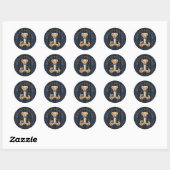 Sticker Rond Ours en peluche carreaux prépa Luxe (Feuille)