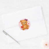 Sticker Rond Ours en peluche classique (Enveloppe)