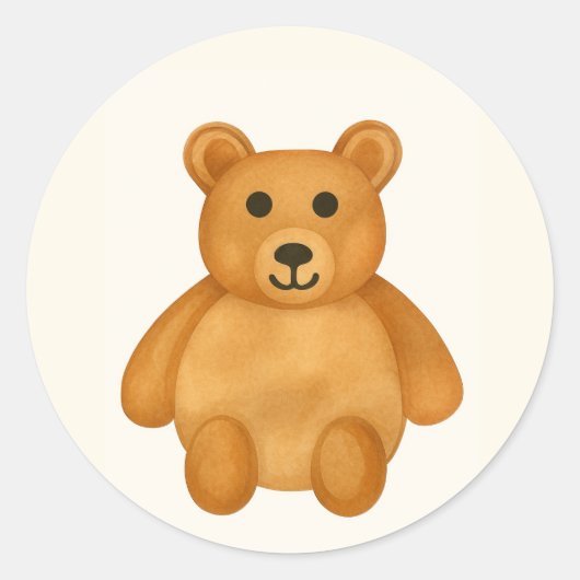 Sticker Rond Ours en peluche classique (Devant)