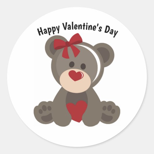 Sticker Rond Ours en peluche de la Saint-Valentin (Devant)