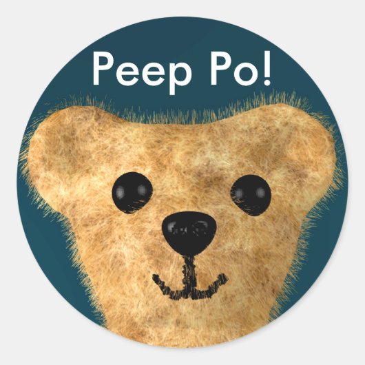 Sticker Rond Ours en peluche (Peep po !) (Devant)