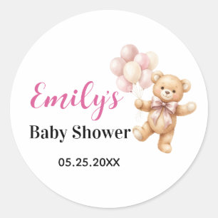 Sticker Rond Ours en peluche personnalisé pour Baby Shower fill