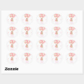 STICKER ROND OURS EN PELUCHE ROSE (Feuille)