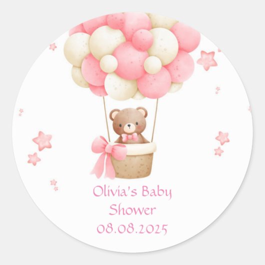 STICKER ROND OURS EN PELUCHE ROSE (Devant)