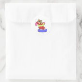 Sticker Rond Ours en snowboard avec snowboard (Sac)