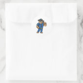 Sticker Rond Ours en tant qu'agent de police en uniforme de pol (Sac)