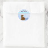 Sticker Rond Ours En Teddy Avec Baby shower En Pot De Miel (Sac)