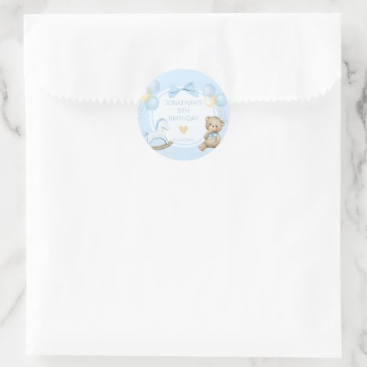 Sticker Rond Ours En Teddy Et Cheval Rocheux (Sac)