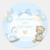 Sticker Rond Ours En Teddy Et Cheval Rocheux (Devant)