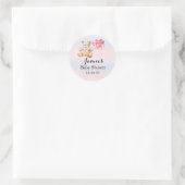 Sticker Rond Ours en Teddy Rose - Baby shower bébé fille (Sac)