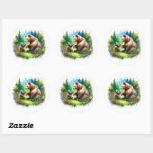 Sticker Rond Ours et cubes d'aquarelle (Feuille)