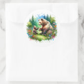 Sticker Rond Ours et cubes d'aquarelle (Sac)