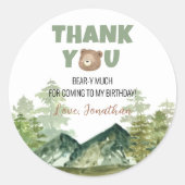 Sticker Rond Ours forestier des bois Anniversaire (Devant)