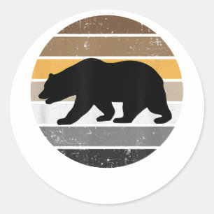 Sticker Rond Ours gris Vintage