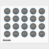 Sticker Rond Ours grizzli coloré (Feuille)