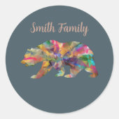 Sticker Rond Ours grizzli coloré (Devant)