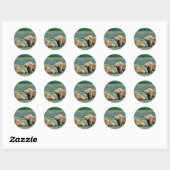 Sticker Rond Ours grizzlis (Feuille)