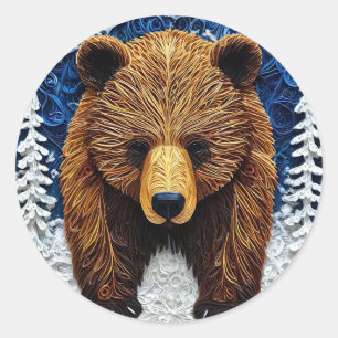 Sticker Rond Ours grizzly
