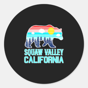 Sticker Rond Ours grizzly vallée olympique californie vintage