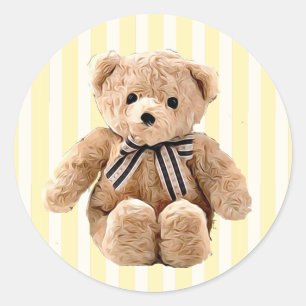 Sticker Rond Ours Jaune Teddy