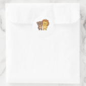 Sticker Rond Ours Lion Zoo Animaux mignons Enfants (Sac)
