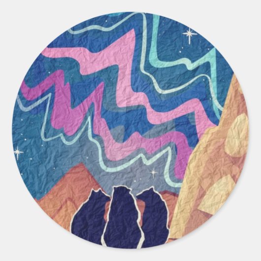 Sticker Rond Ours lumineux nordique (Devant)