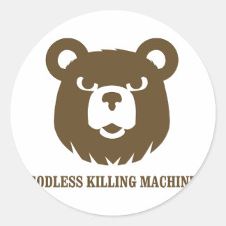 Sticker Rond ours machines à tuer sans dieu humour t-shirt drôl