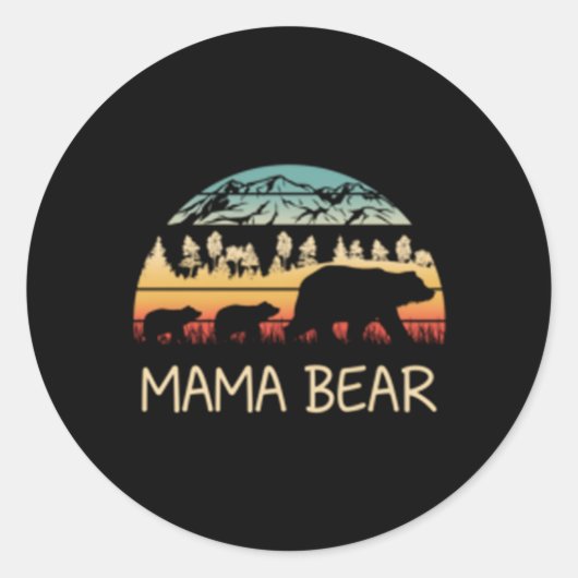 Sticker Rond Ours Mama Avec 2 Cubes (Devant)